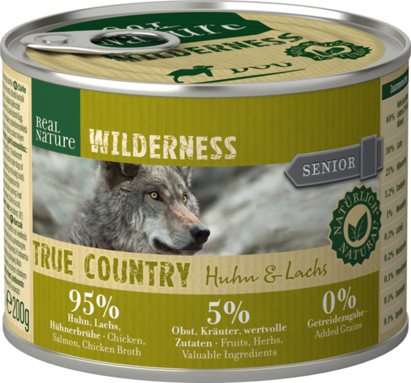 REAL NATURE Hundenassfutter REAL NATURE WILDERNESS Senior True Country Huhn & Lachs 24x200 g