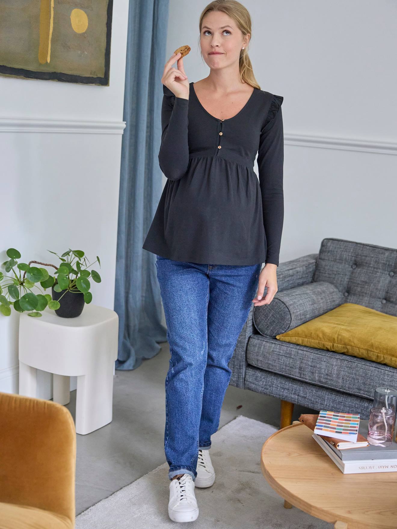 T-shirt blouse grossesse et allaitement noir
