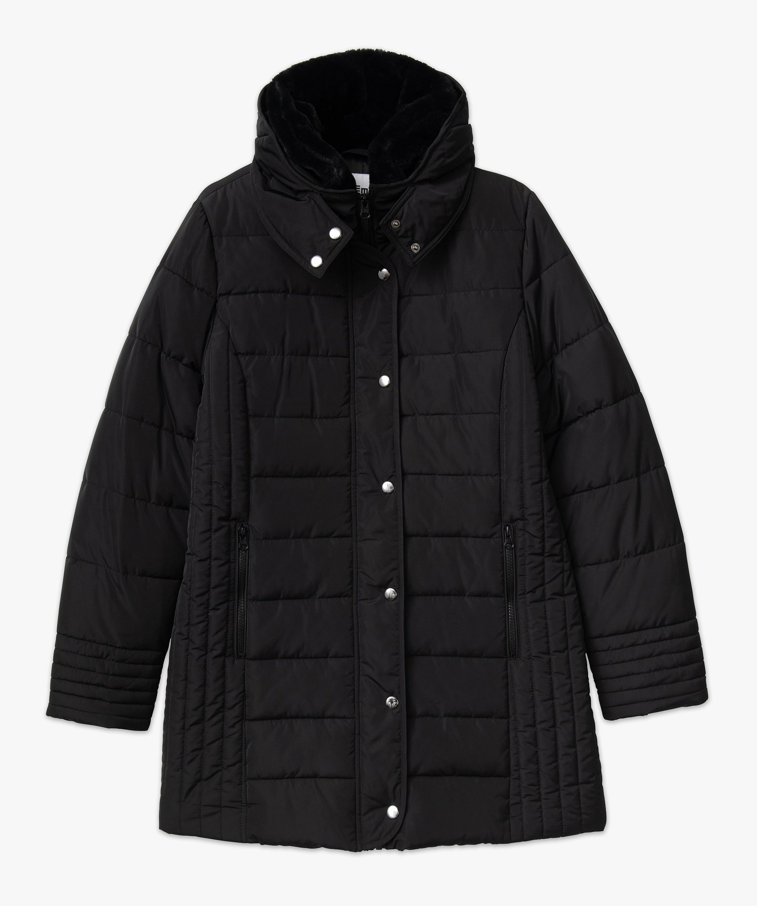 Manteau matelassé avec col montant doublé femme noir | GEMO