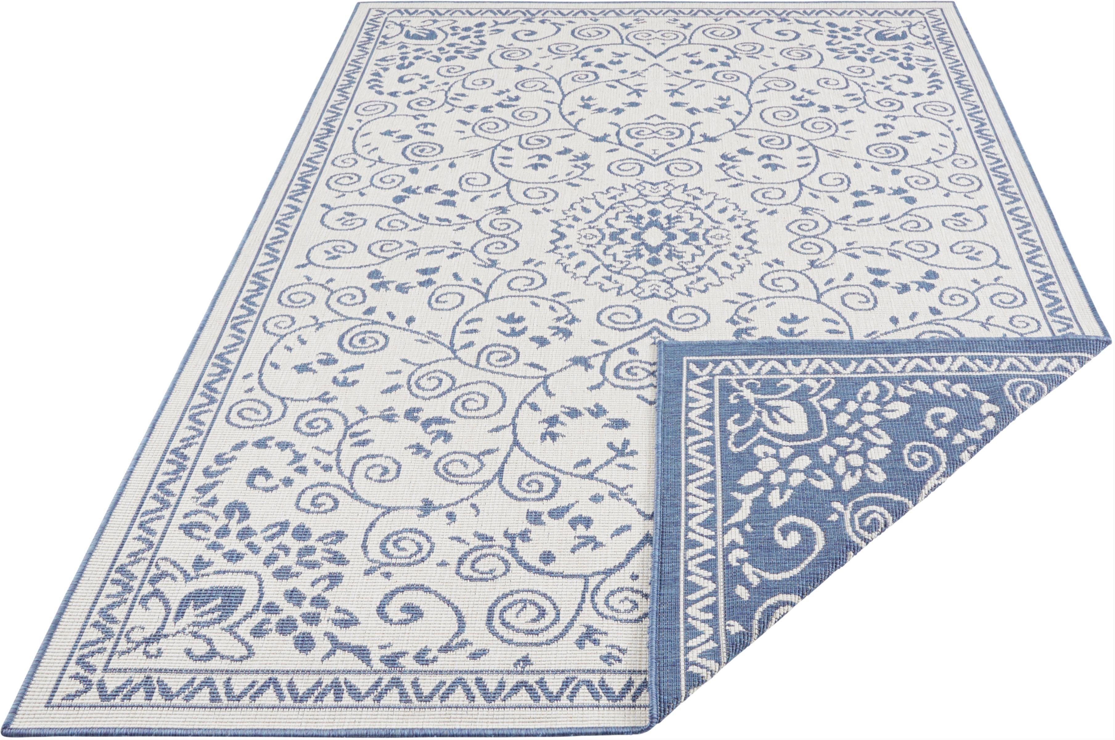 Teppich LEYTE Wendeteppich, NORTHRUGS, rechteckig, Höhe: 5 mm, In-& Outdoor, Teppich, Vintage, Wetterfest, Balkon, Garten, Wohnzimmer
