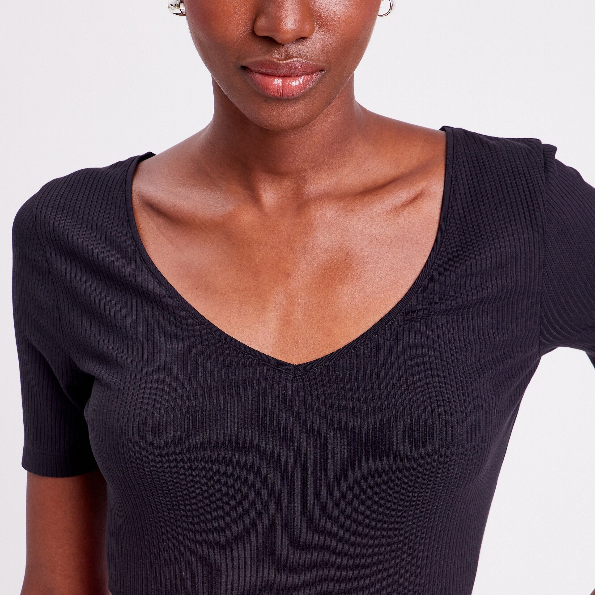 T-shirt manches courtes noir femme | Cache Cache