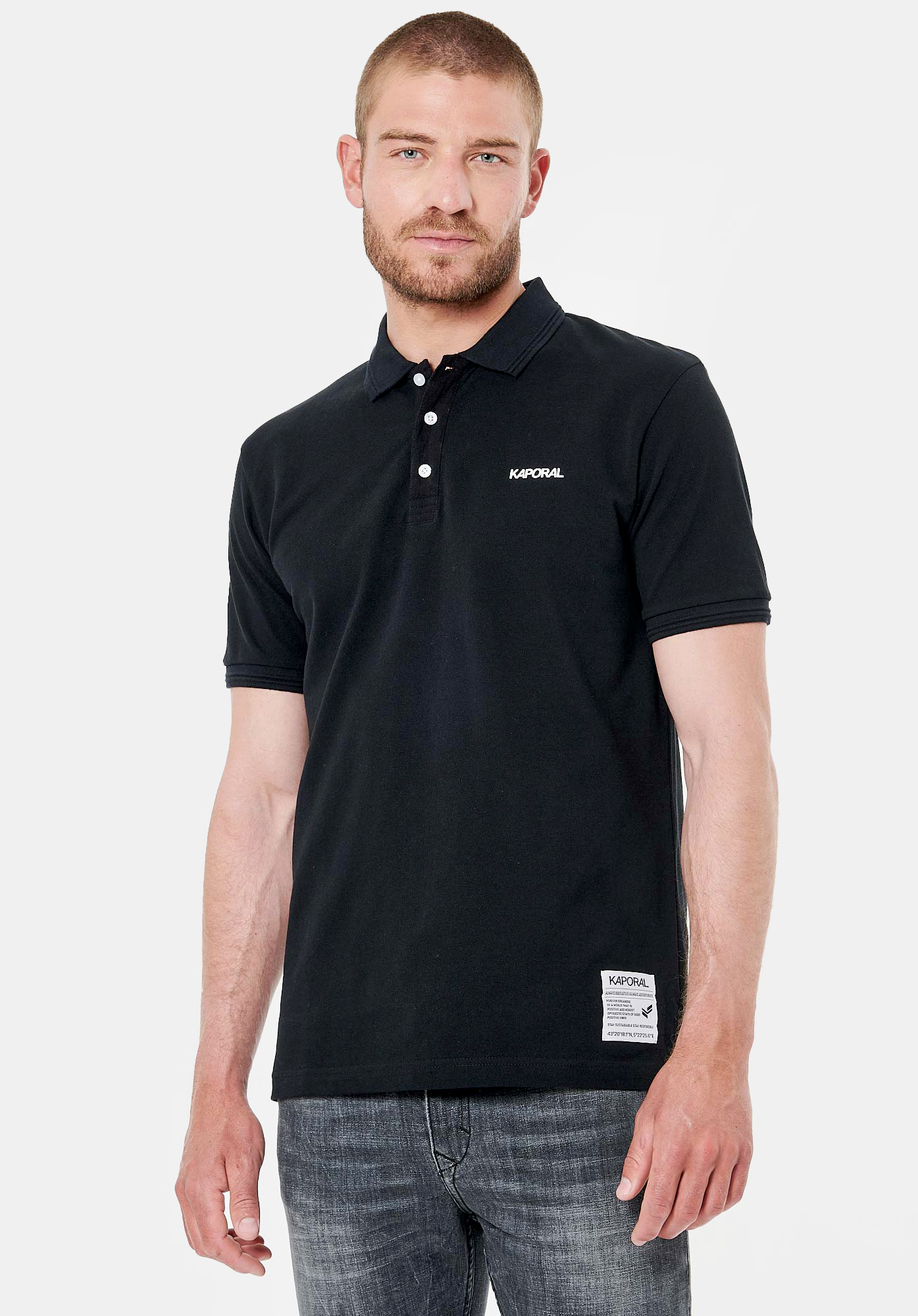 CORTO  Polo noir homme 100% coton bio