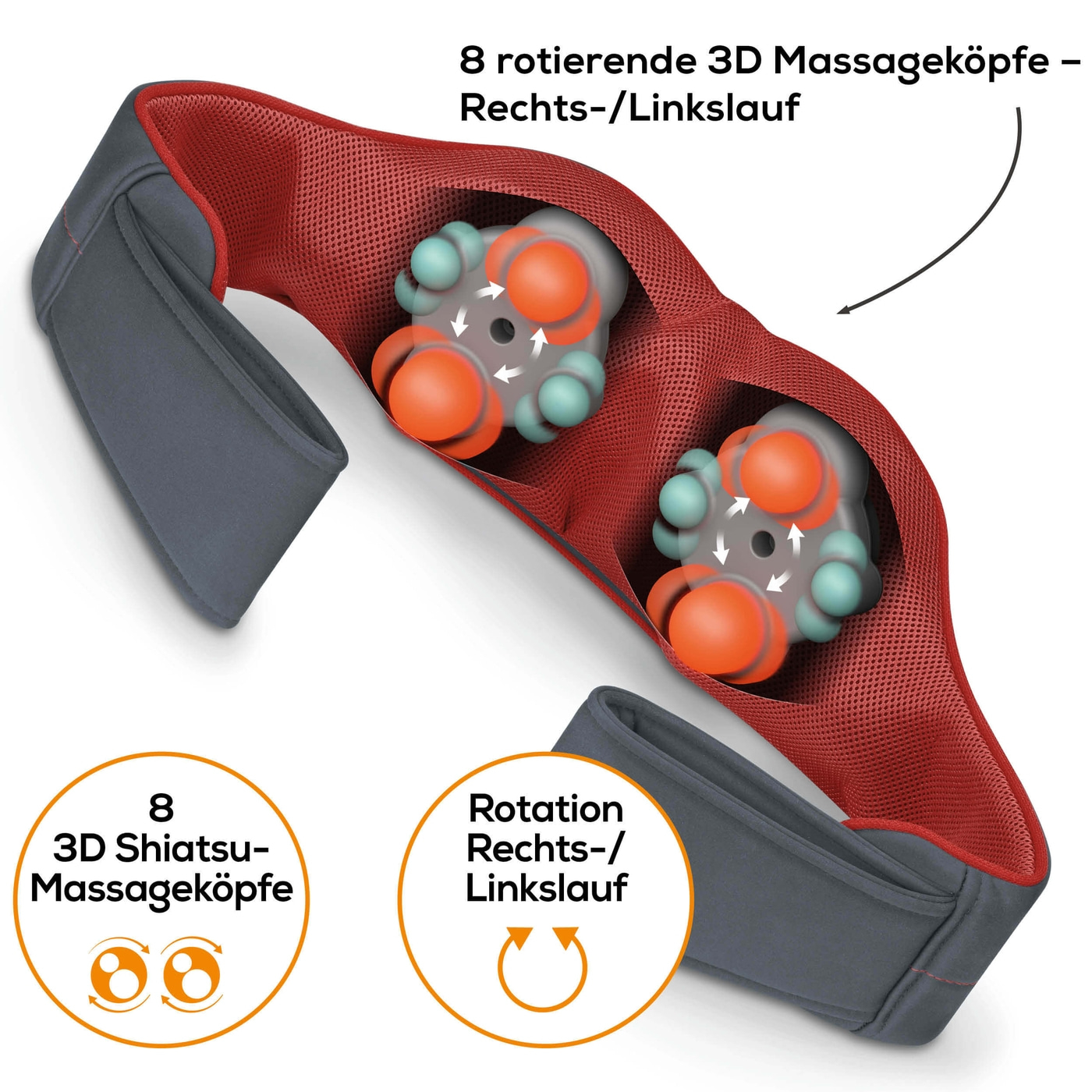 Beurer 3D Shiatsu-Massagegerät MG 151-Vielseitig einsetzbares Massagerät mit 3D Massageköpfen für ein reales Massageerlebnis