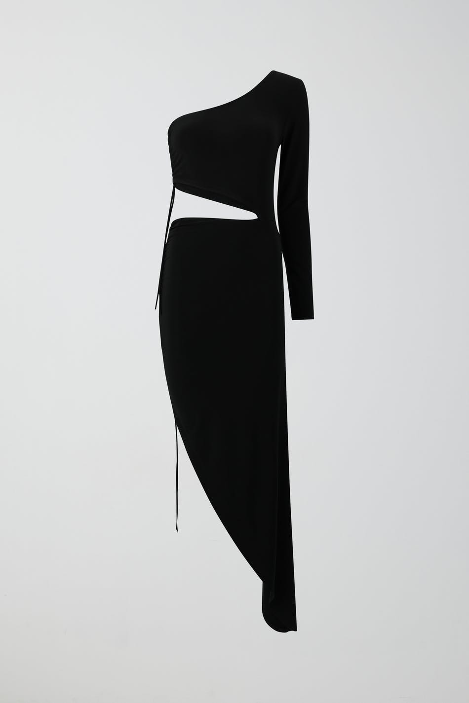 Drawstring one shoulder dress
