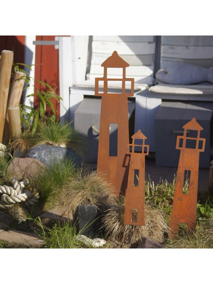 UNUS Gartenstecker Rost Leuchtturm in Braun günstig kaufen