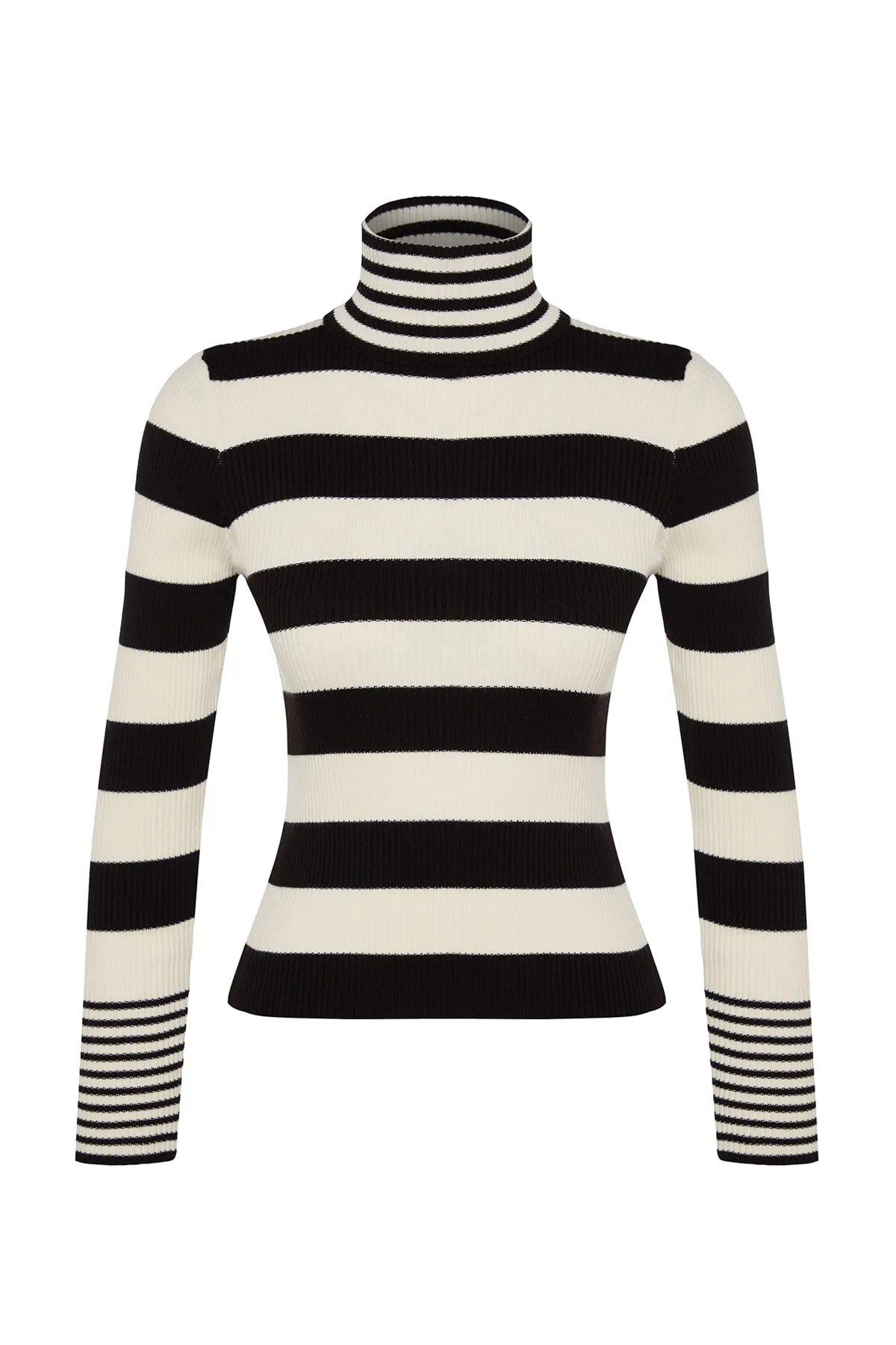 Trendyol Collection  Schwarz gestreifter Strickpullover TWOAW24KZ00637