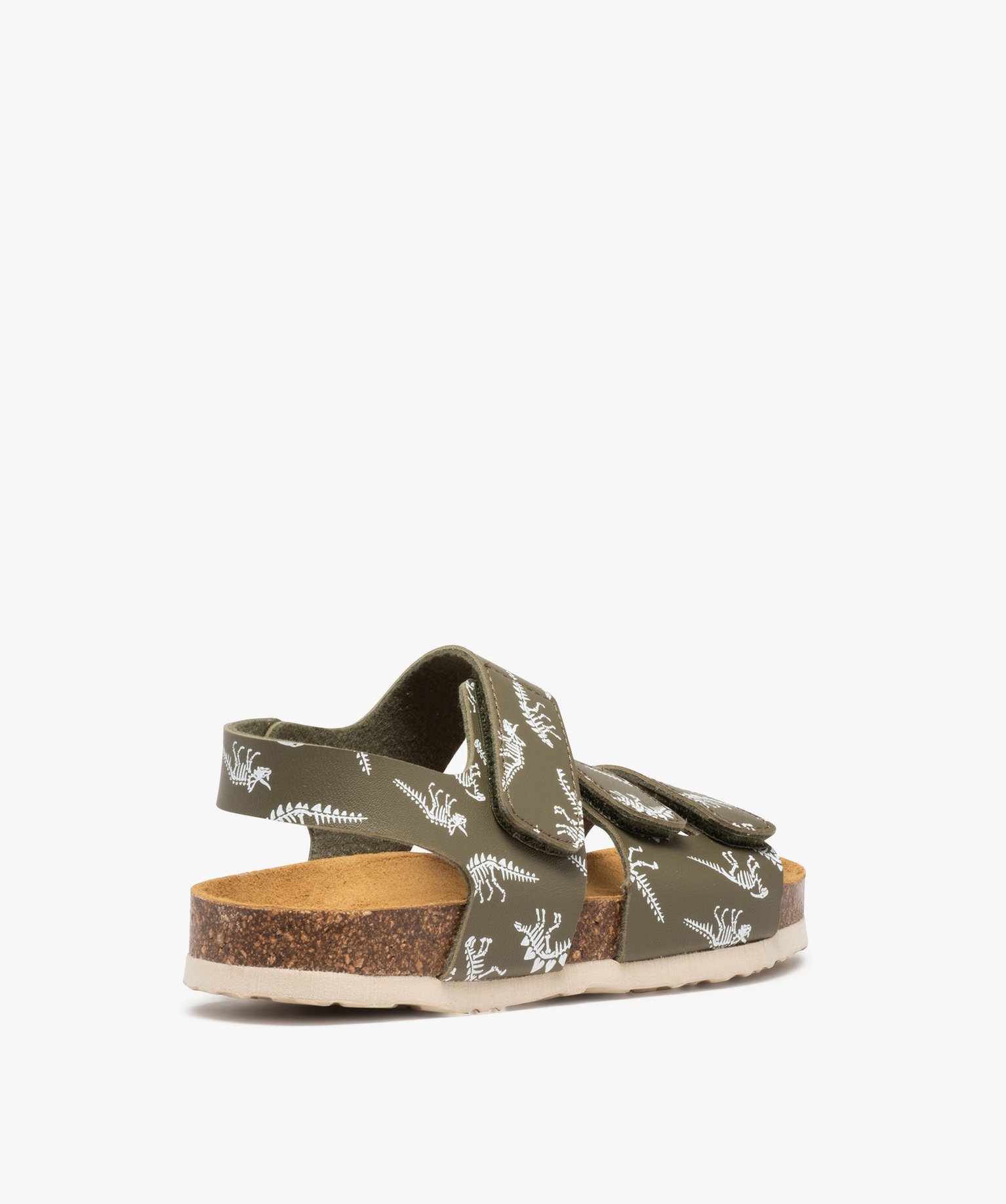 Sandales Garçon avec brides en cuir triple scratch kaki | GEMO