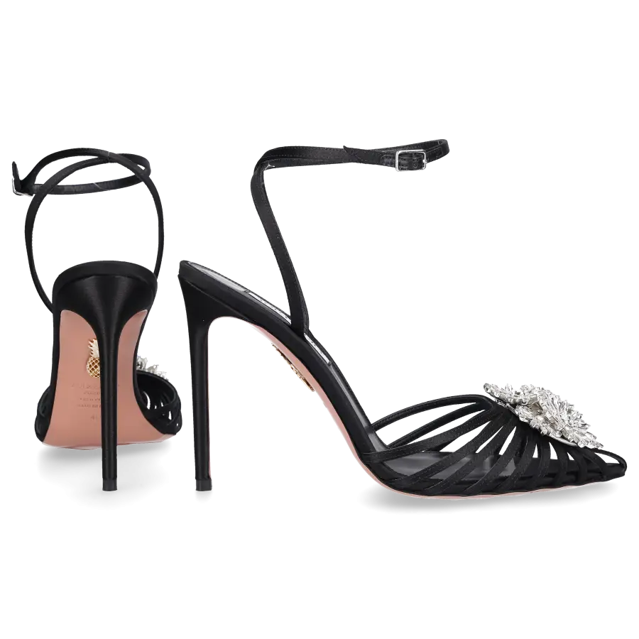 Aquazzura - Pumps CRYSTAL MARGARITA 105 Satin - schwarz