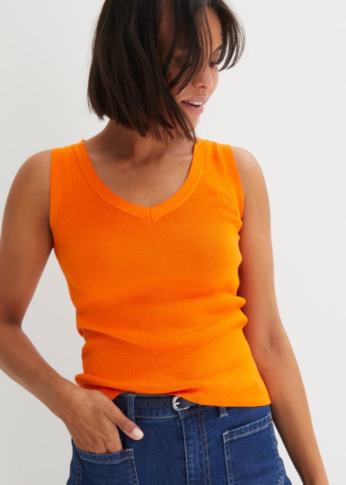 Leichtes Stricktop mit V-Ausschnitt