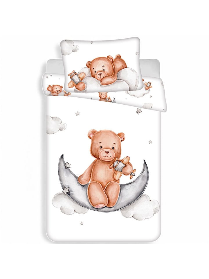JERRY FABRICS 2-tlg.Set: Babybettwäsche Teddybär 100 x 135 cm in Weiß günstig kaufen 100