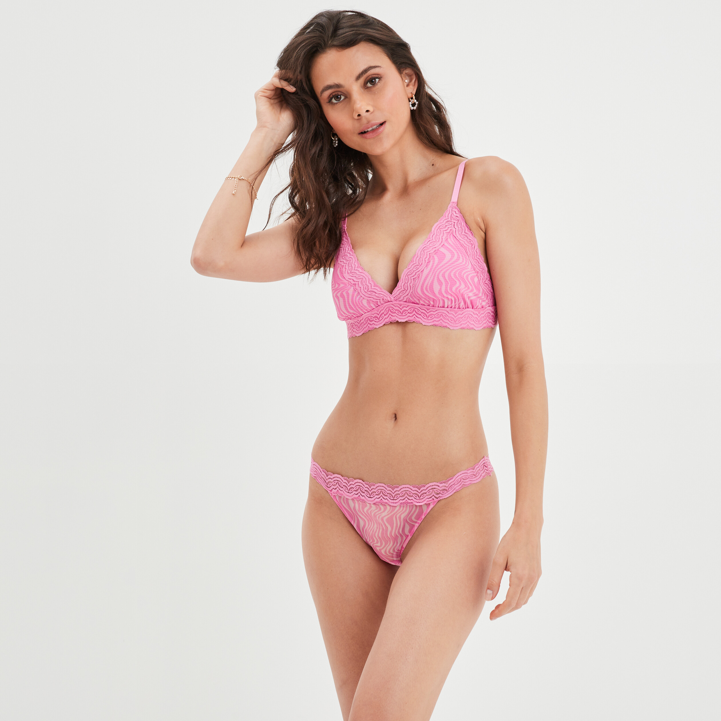 Soutien-gorge triangle padded mesh rose clair femme | La Halle