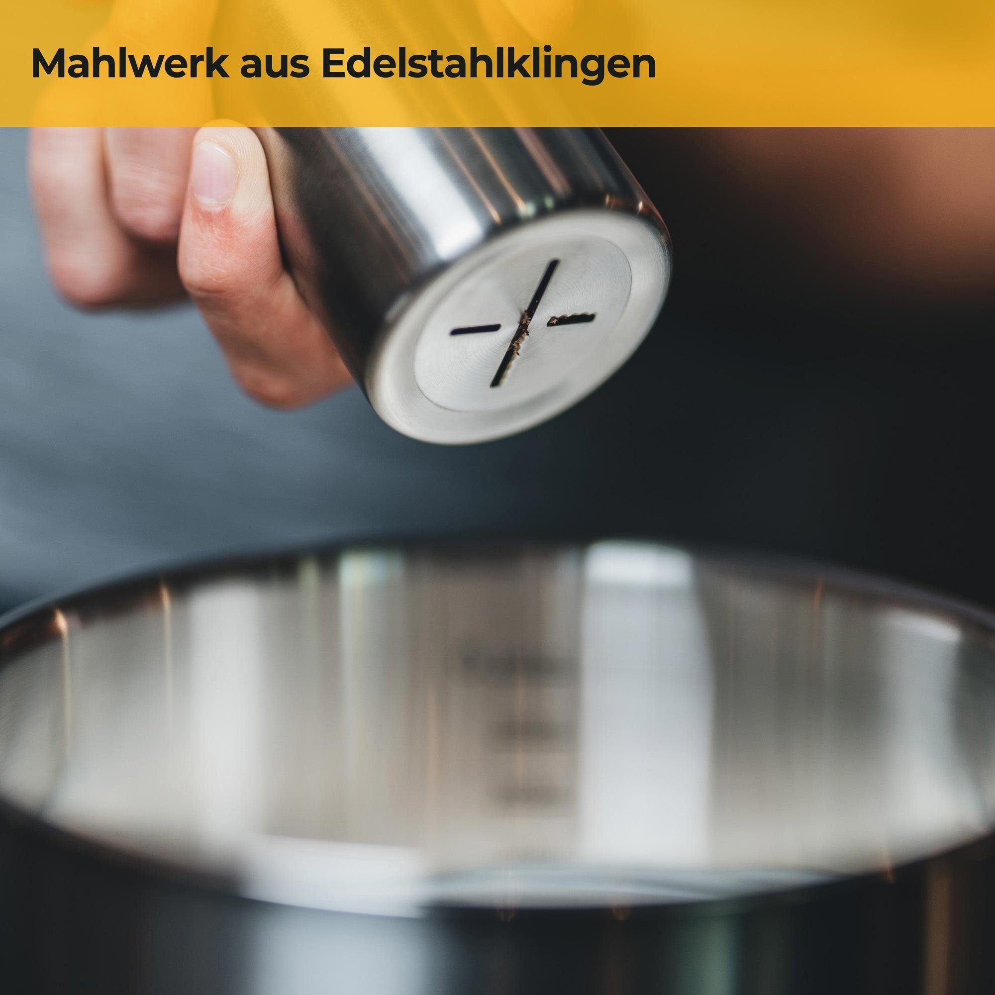 SILBERTHAL Muskatmühle manuell Edelstahl, inklusive Behälter für bis zu 4 Nüsse