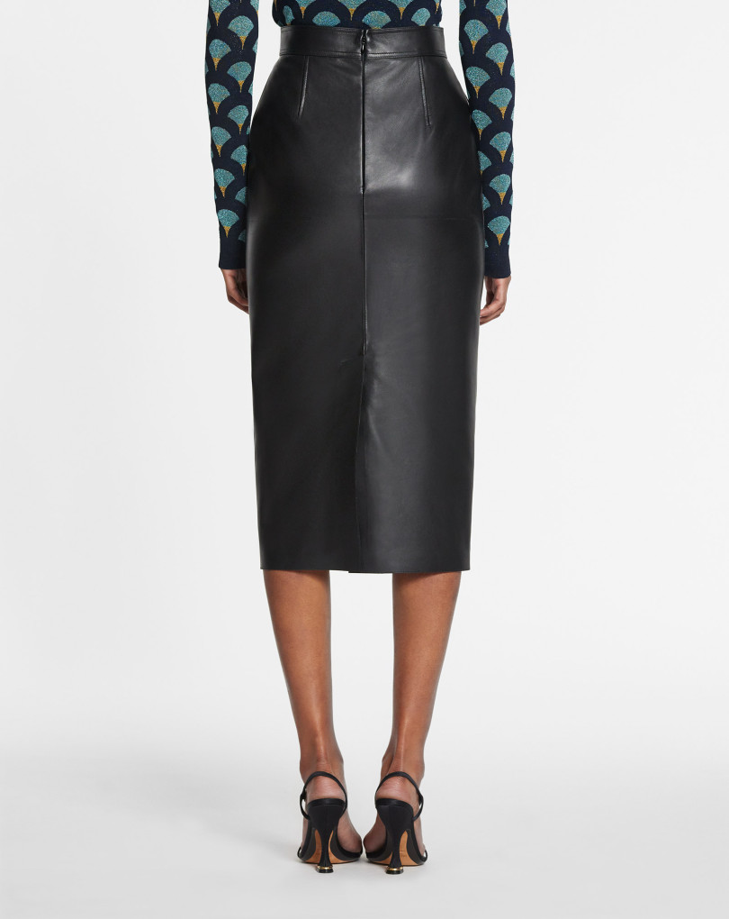 JUPE MIDI CRAYON EN CUIR