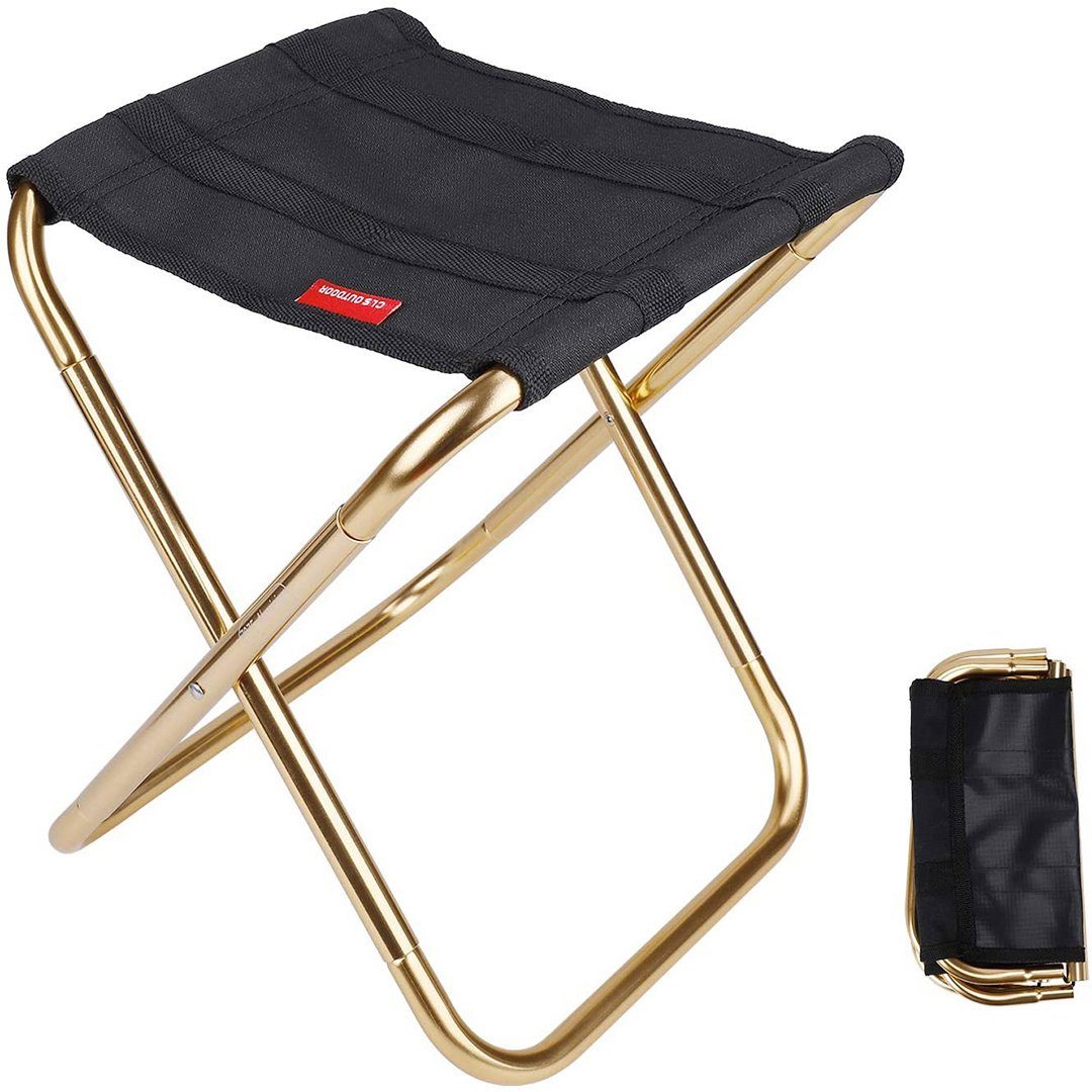 SOTOR Campinghocker Campinghocker Outdoor Hocker Klappbar Aluminium Klapphocker Faltbar (1 St), Mini Portable Hocker für Camping Angeln Reisen BBQ Picknick Schwarz