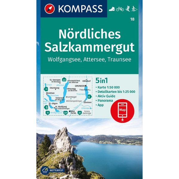 KOMPASS WANDERKARTE 18 NÖRDLICHES SALZKAMMERGUT, WOLFGANGSEE