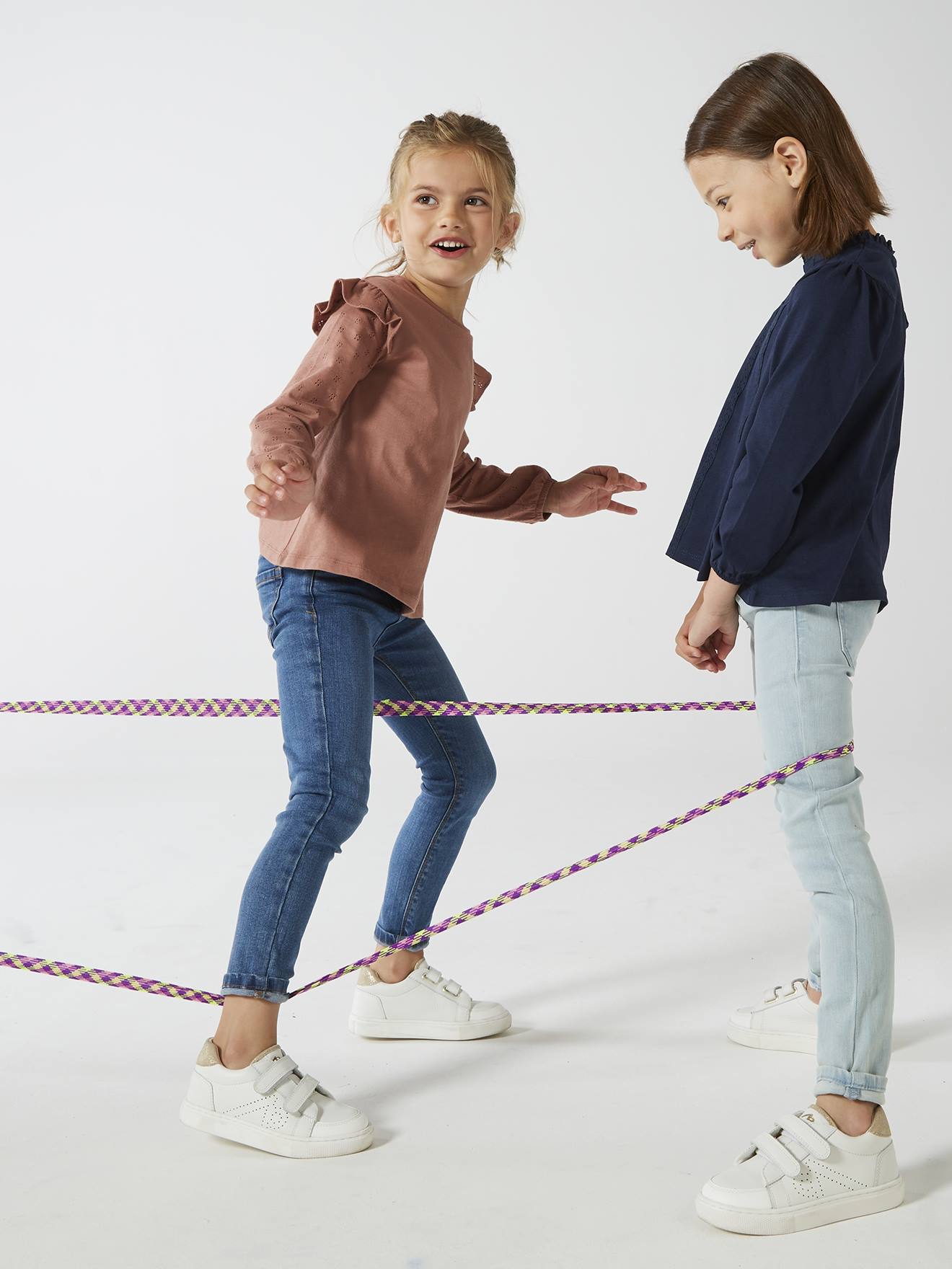 Tee-shirt volanté BASICS fille personnalisable marine