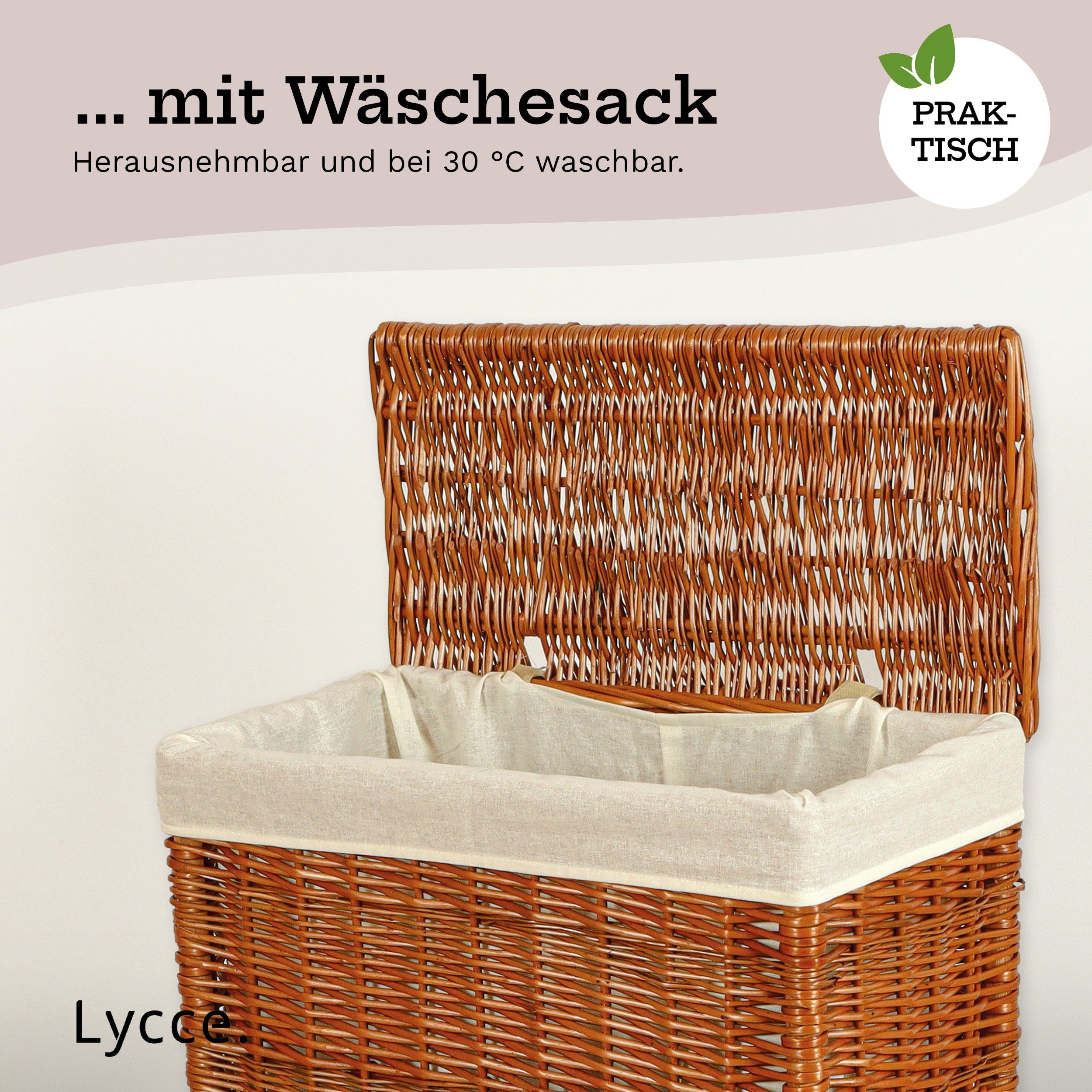 animal-design Wäschekorb, Weide-Wäschekorb mit Deckel Naturmaterial, ca. 60 l, in zwei Farben