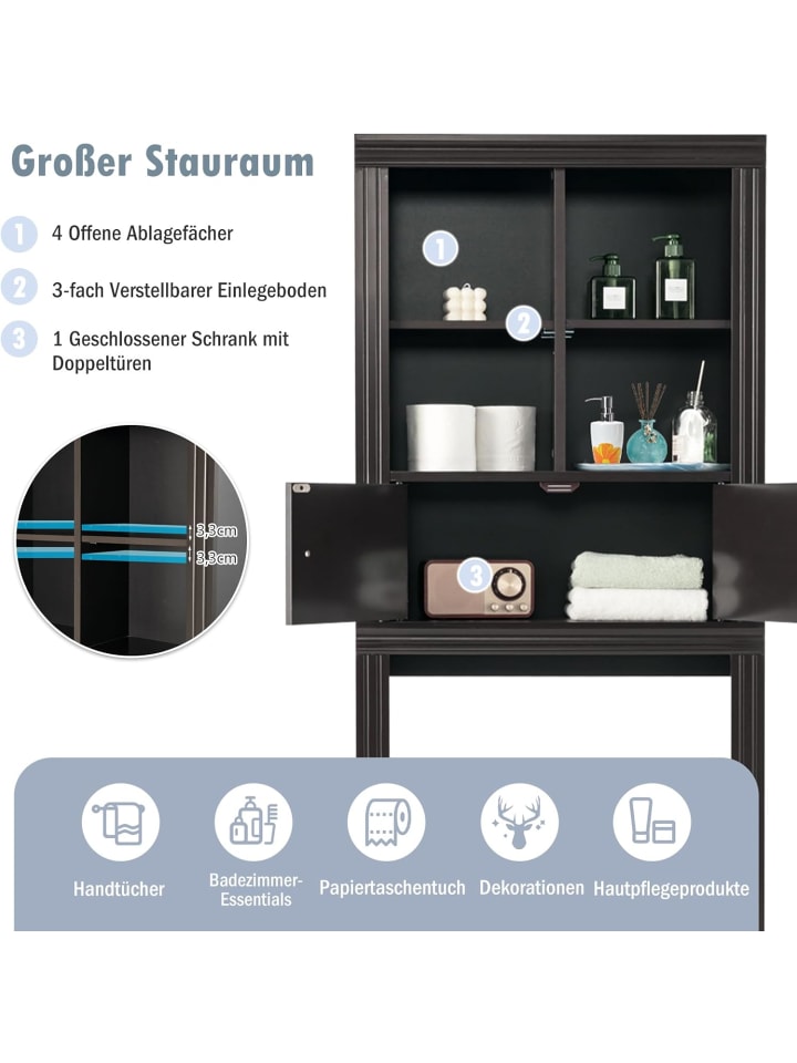 COSTWAY Toilettenregal 60 x 20 x165 cm in Braun günstig kaufen onesize
