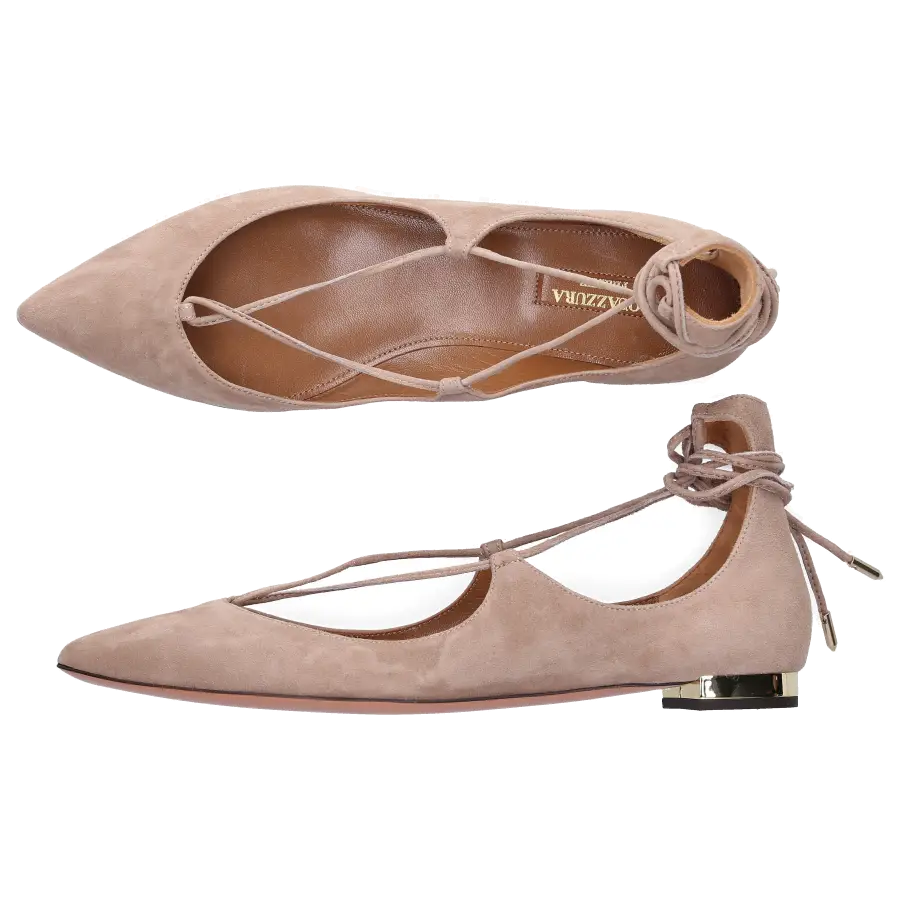 Aquazzura - Sling-Ballerinas CHRISTY Veloursleder camel - braun