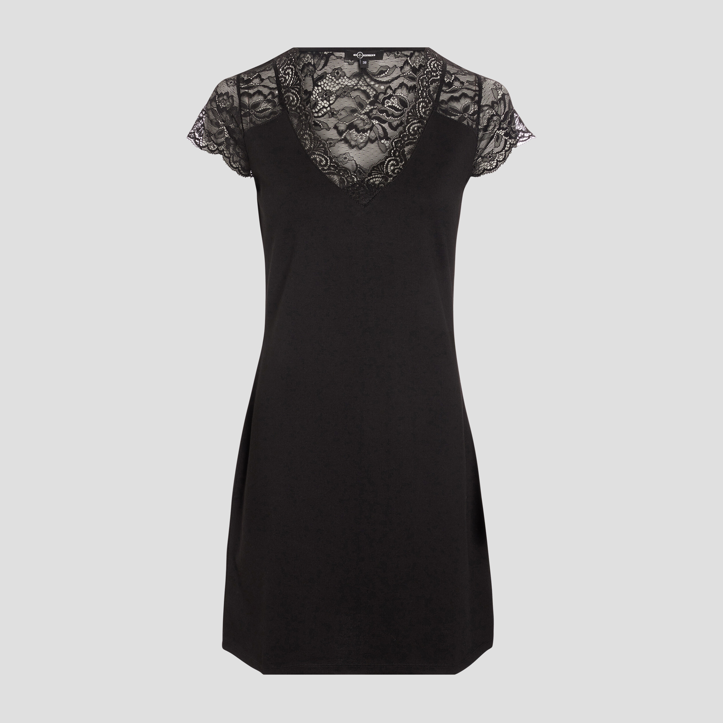 Robe droite avec dentelle noir femme | La Halle