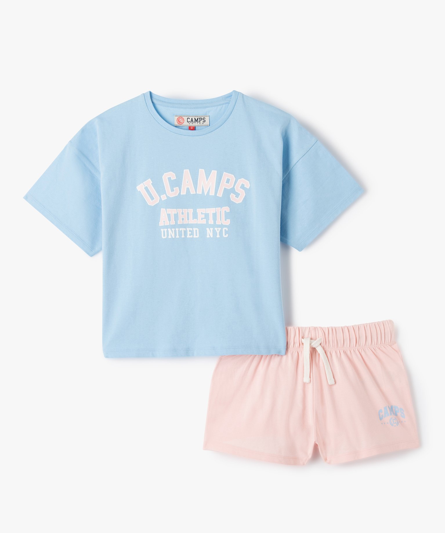 Pyjashort fille bicolore avec inscription - Camps United bleu | GEMO
