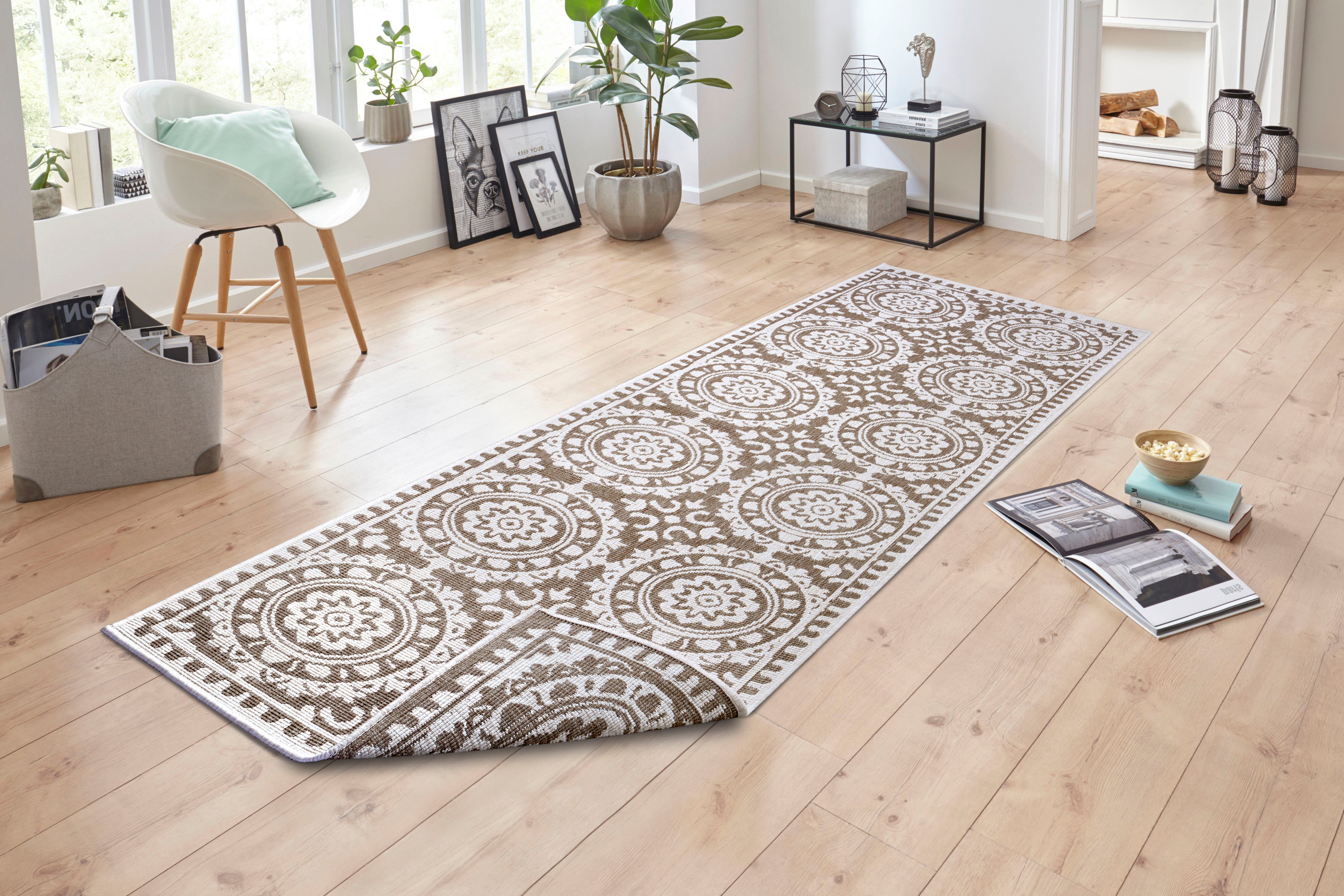 Läufer Jardin, NORTHRUGS, rechteckig, Höhe: 5 mm, Wendeteppich, In-& Outdoor, Vintage, Balkon, Garten, Wohnzimmer, Flur