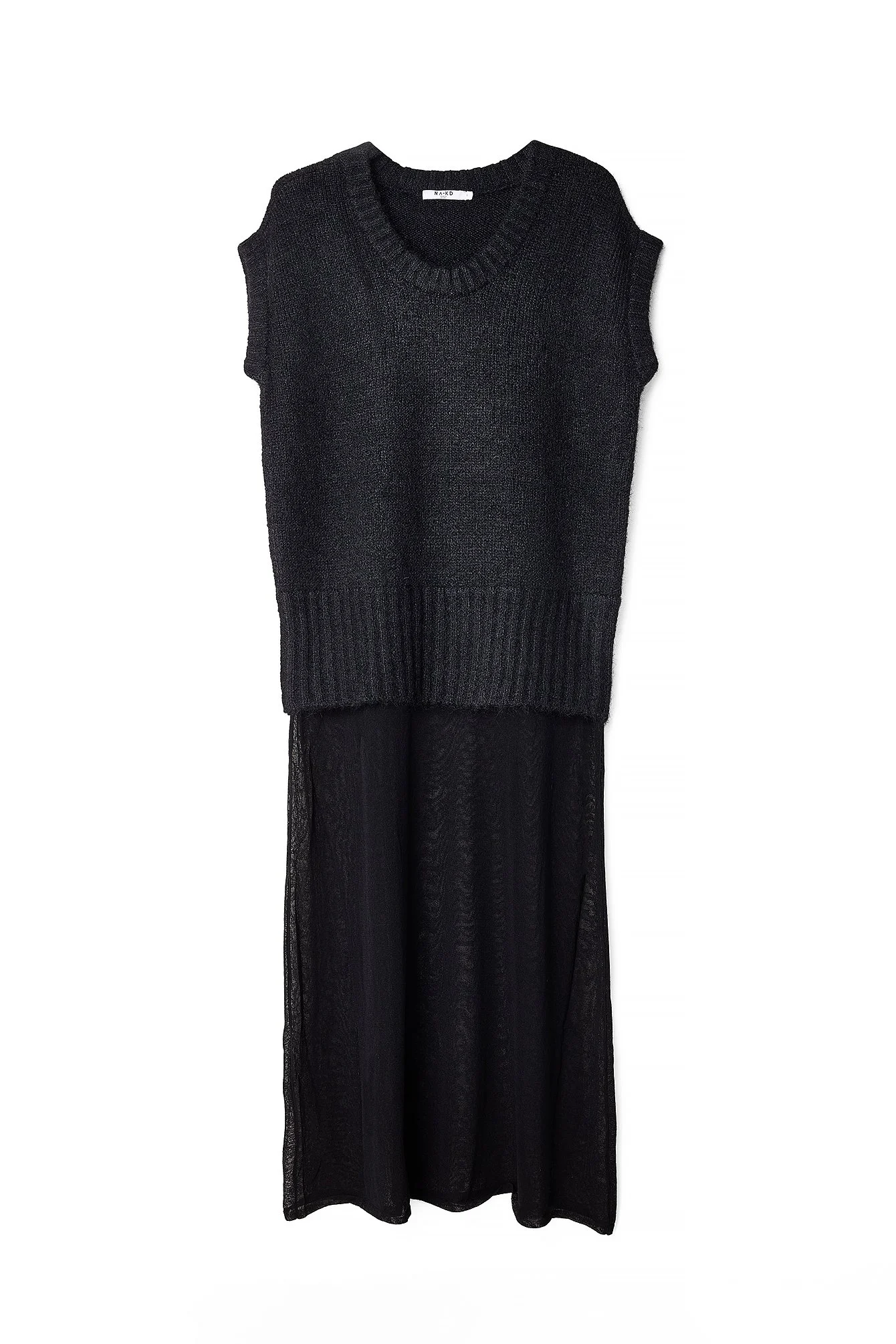 Maxikleid aus Strick-Mix