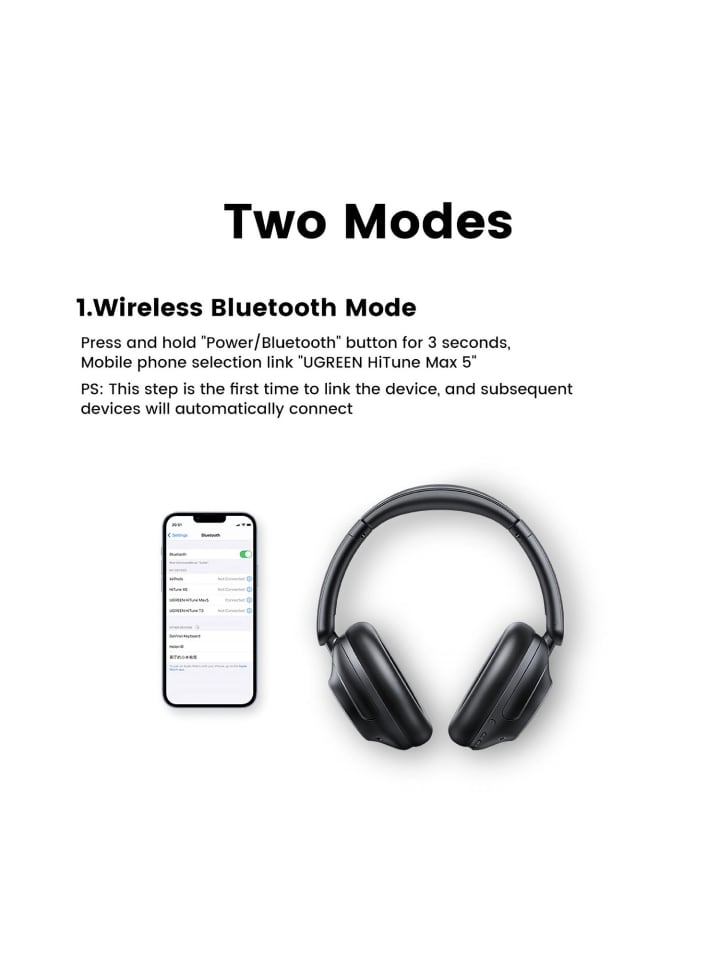 Ugreen Over- Ear- Kopfhörer - HiTune Max5 kabellose On-Ear-Kopfhörer in Schwarz günstig kaufen onesize
