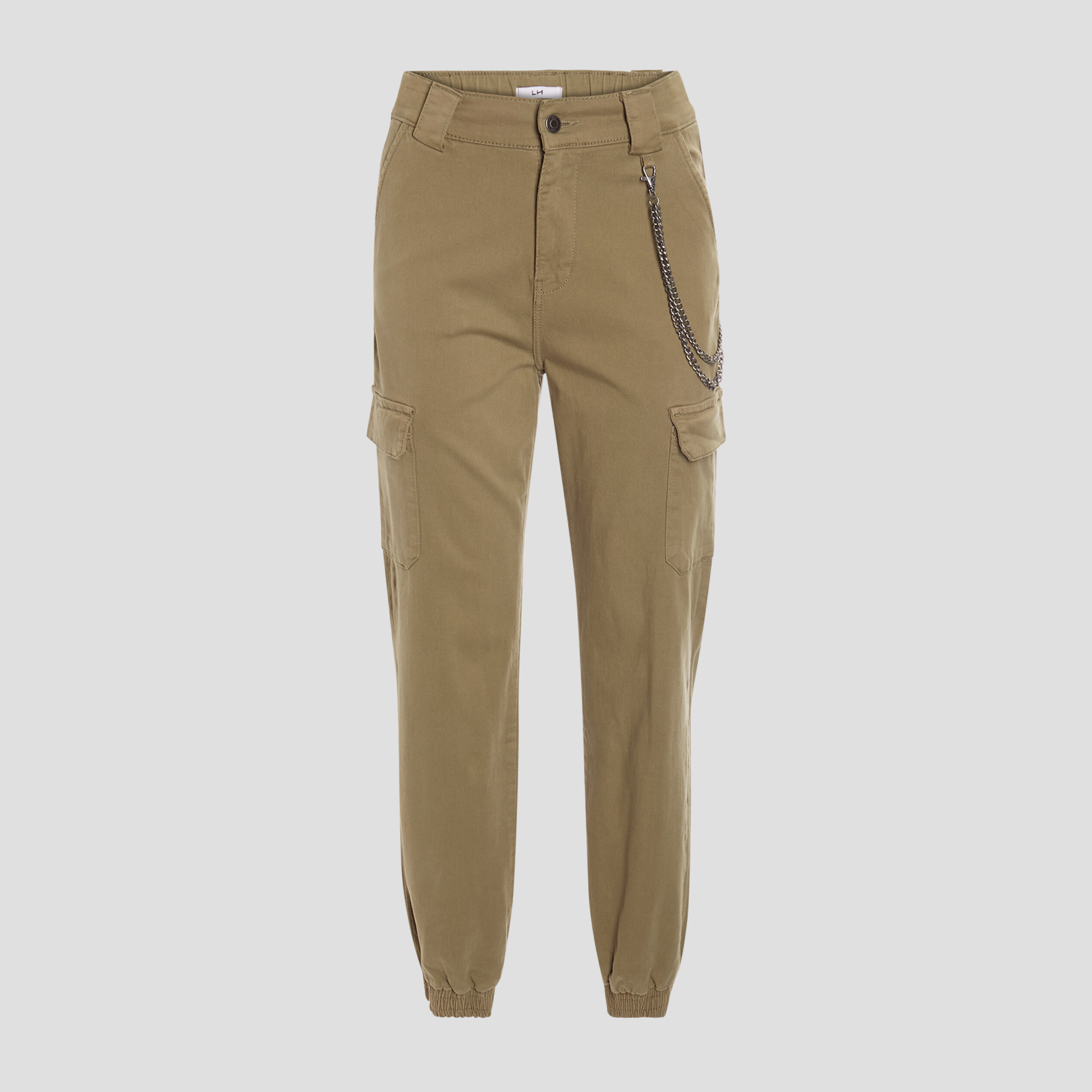 Pantalon cargo avec chaîne vert kaki femme | La Halle