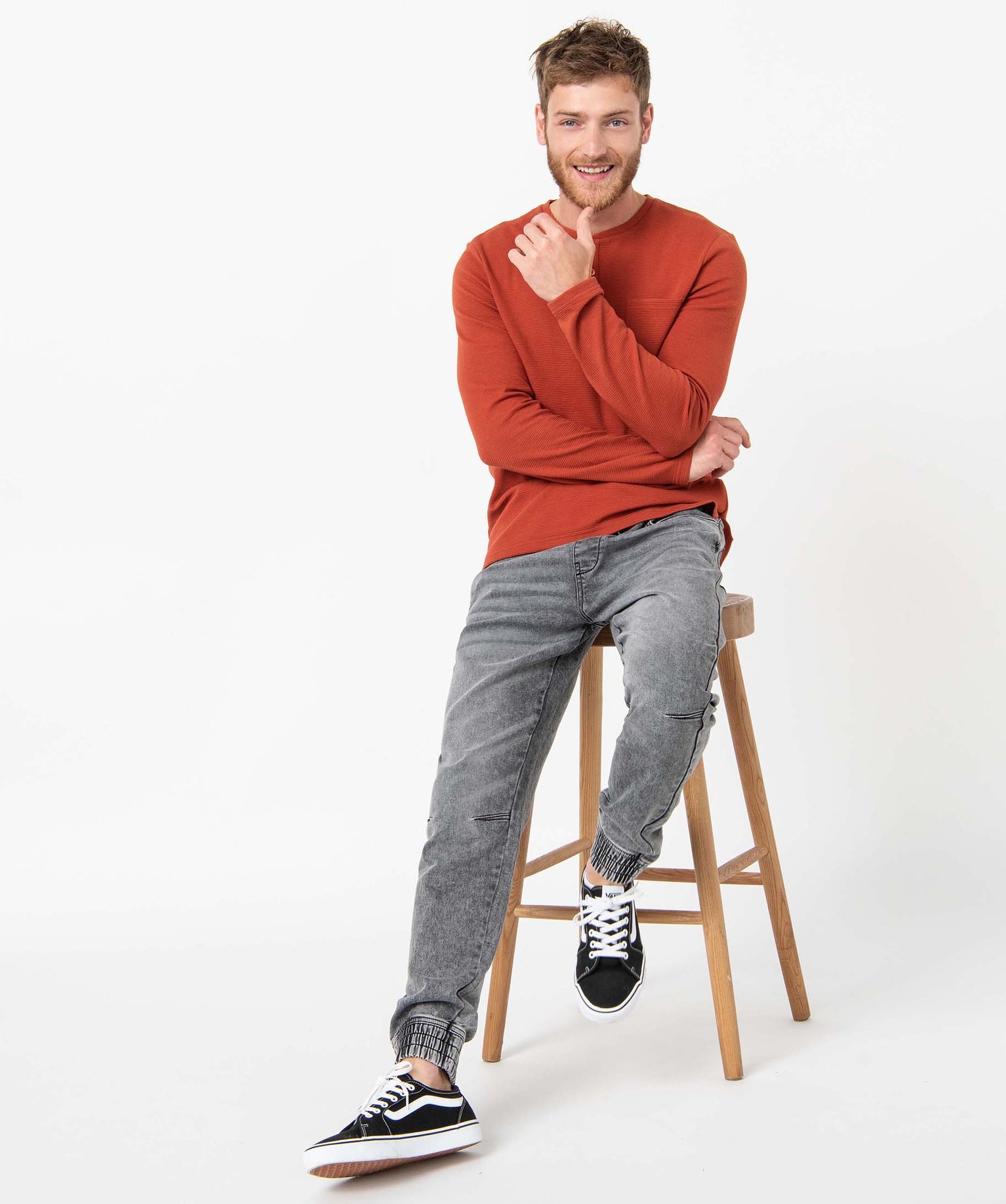 Jogger denim homme aspect délavé noir | GEMO