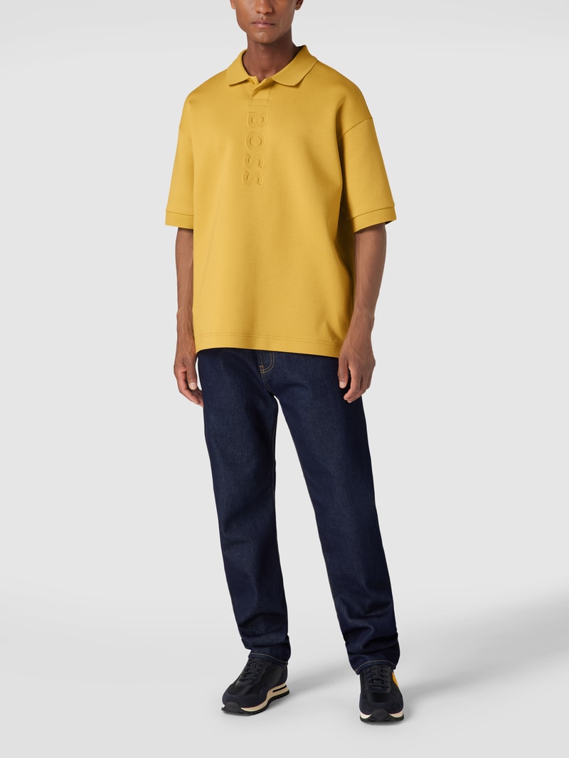 Relaxed Fit Poloshirt mit Marken-Detail Modell 'Pirax' in dunkelgelb