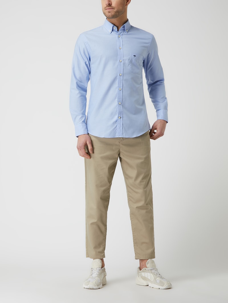 Regular Fit Freizeithemd mit Streifenmuster Modell 'All Season' in bleu