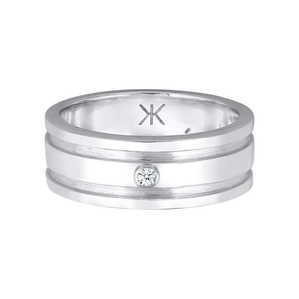 KUZZOI KUZZOI Bague Bracelet pour homme massif avec diamant (0.03 ct.) en argent sterlin Bague