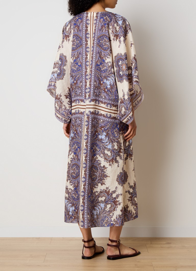 Vestido túnica midi de lino con estampado paisley Ottie de Zimmermann