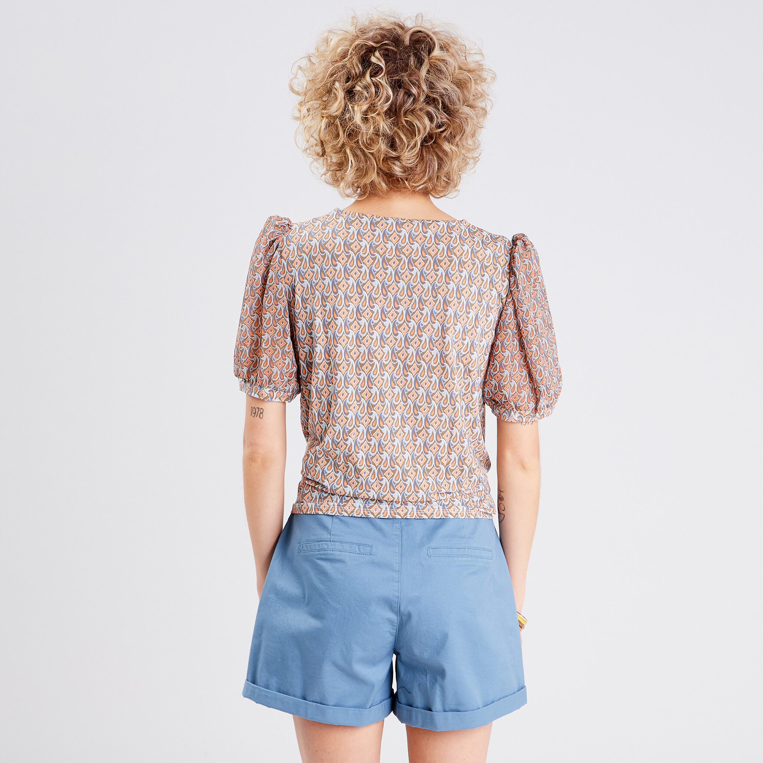 T-shirt manches courtes vert kaki femme | Cache Cache