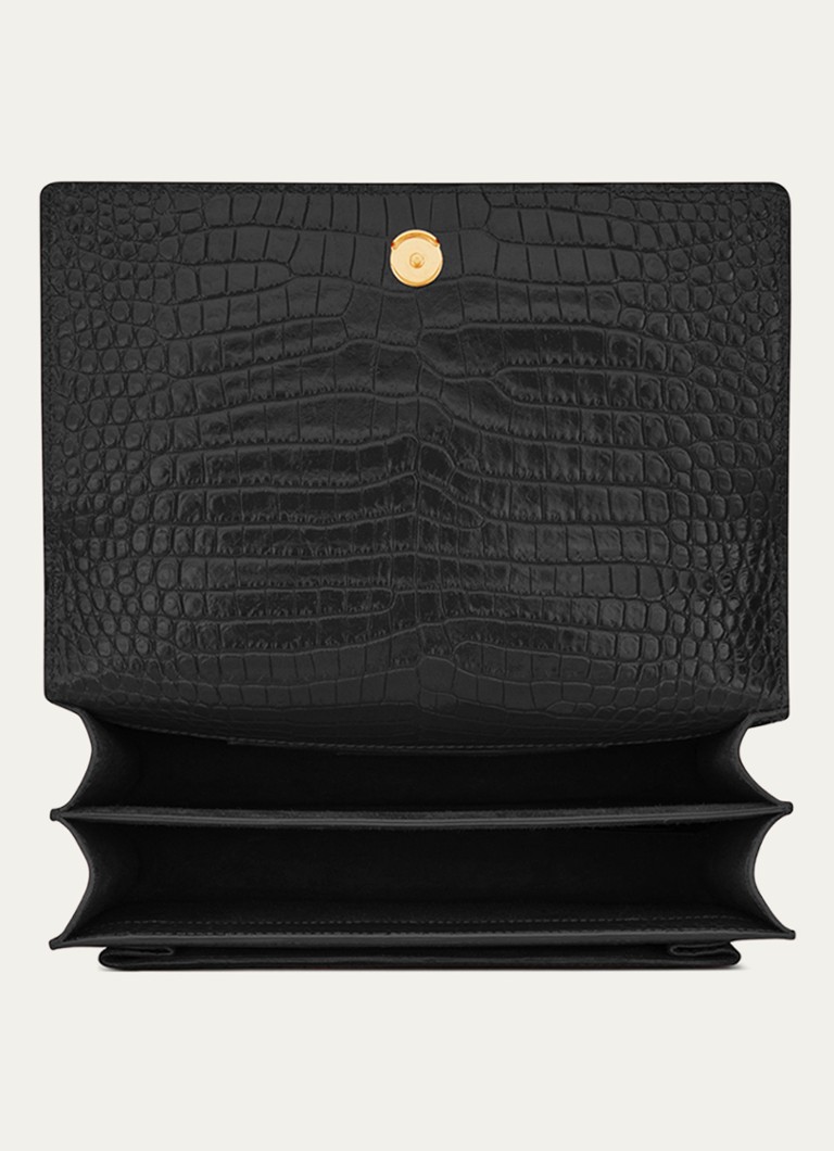 Sac bandoulière Saint Laurent Sunset moyen en cuir de veau à l'aspect croco