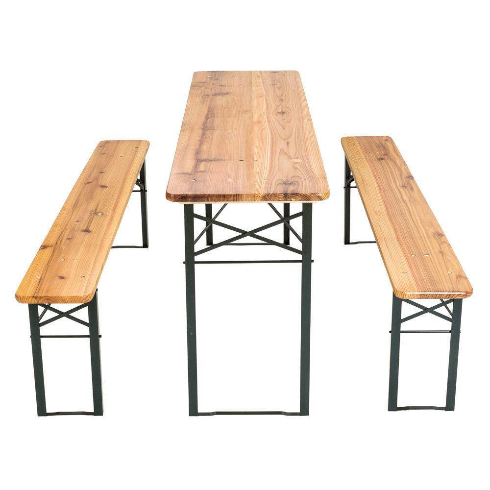 tectake Bierzeltgarnitur Bierzeltgarnitur klappbar, 1 Tisch + 2 Bänke, (Set, 3-tlg), leicht zu reinigen