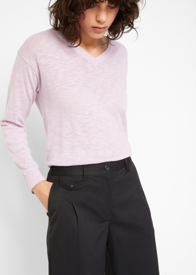 Weite Marlenehose mit High-Waist-Bequembund und Bundfalten