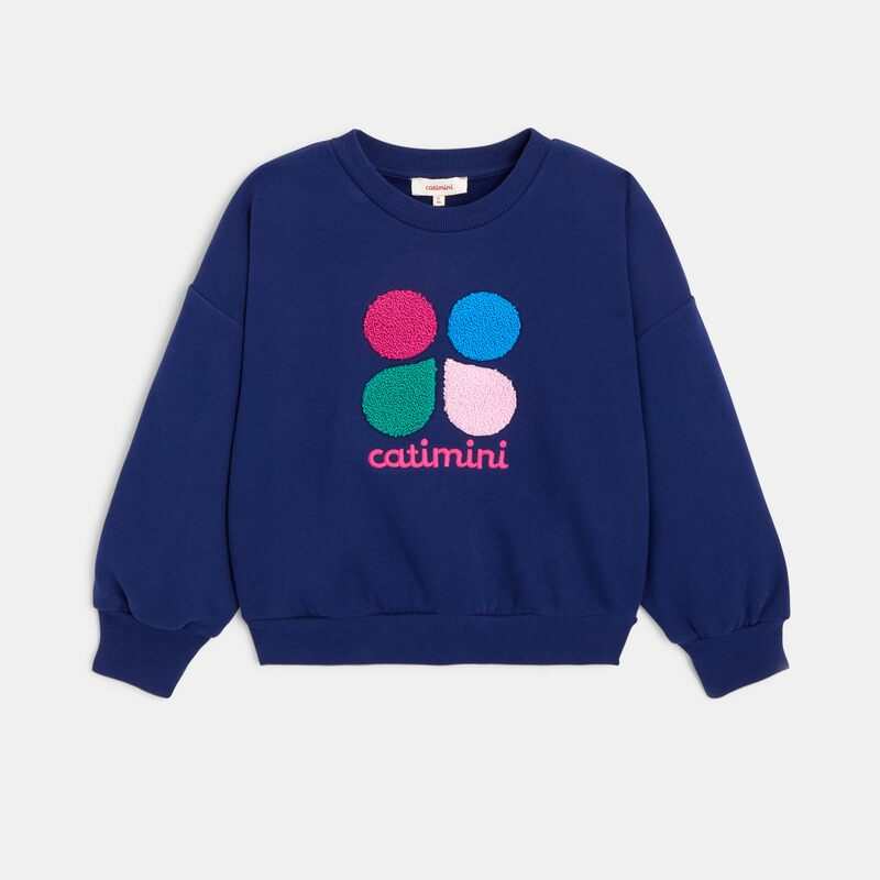 Sweat fille molleton brodé bleu nuit Catimini