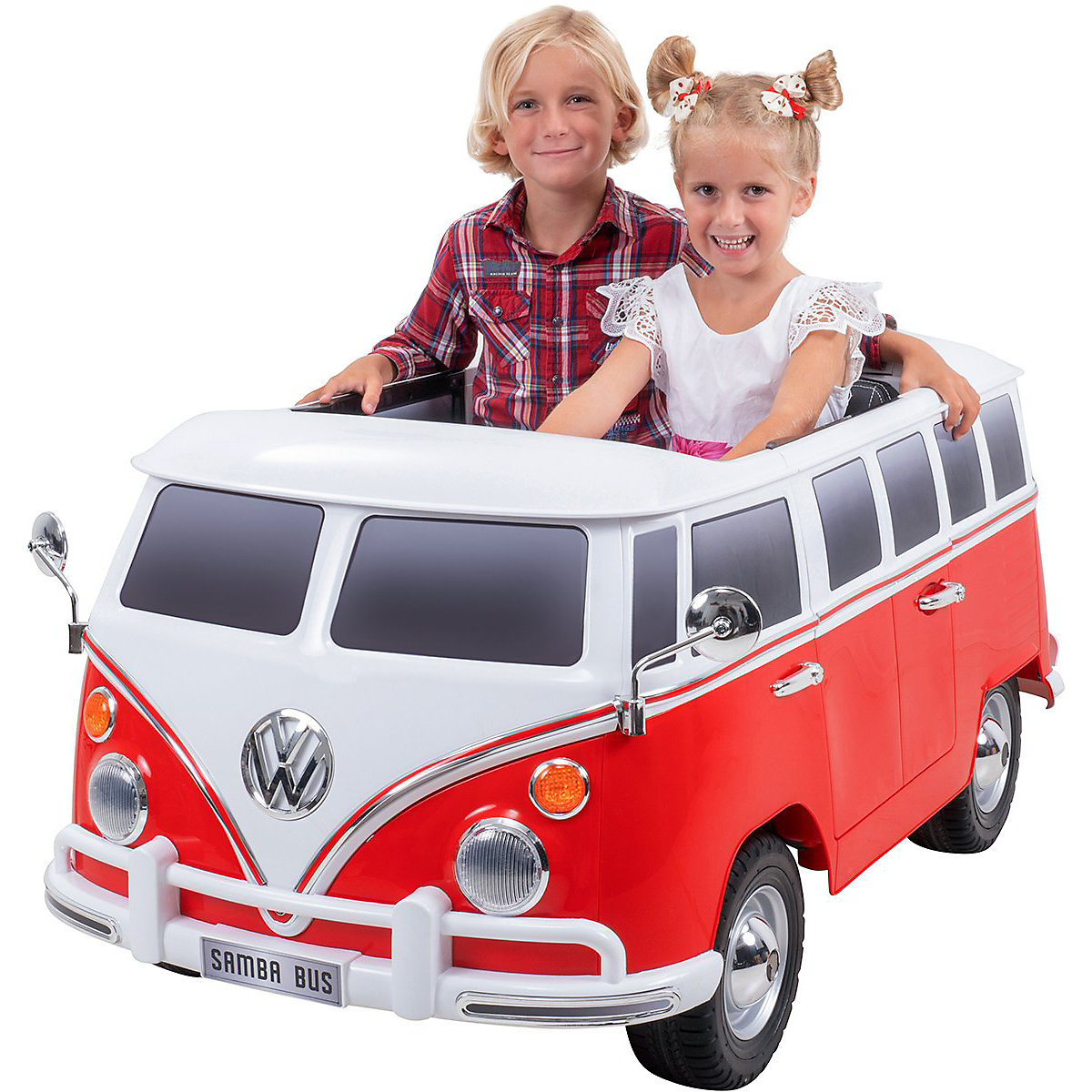 Kinder Elektroauto VW Bus Bulli T1 Samba Camper Lizenziert - 2x35 Watt - Kinderauto mit Fernbedienung - Soundmodul
