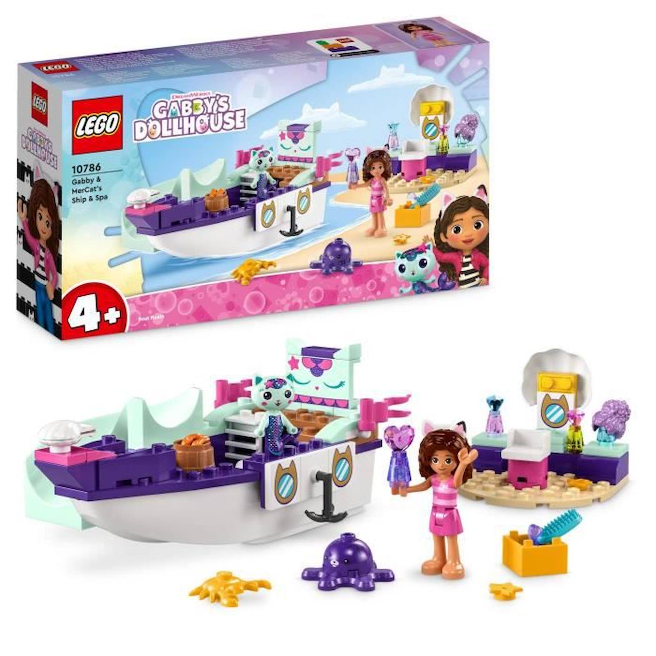 LEGO® Gabby et la Maison Magique 10786 Le Bateau et le Spa de Gabby et Marine, Jouet avec Figurines blanc