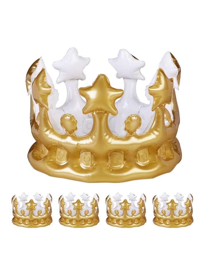 relaxdays 5 x Aufblasbare Krone in Gold günstig kaufen onesize