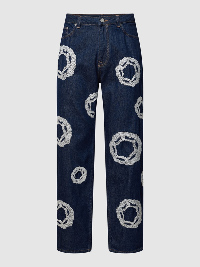 Jeans mit Zierbesatz in dunkelblau