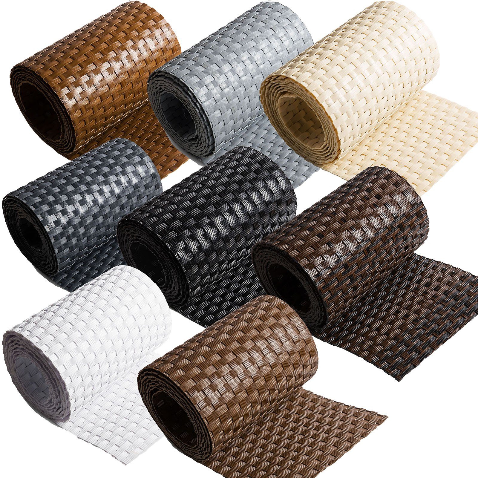 ECI Tools Sichtschutzelement ECI Poly-Rattan Sichtschutzstreifen für Doppelstabzaun versch. Farben, (Rolle, 1-St), 19x255 cm