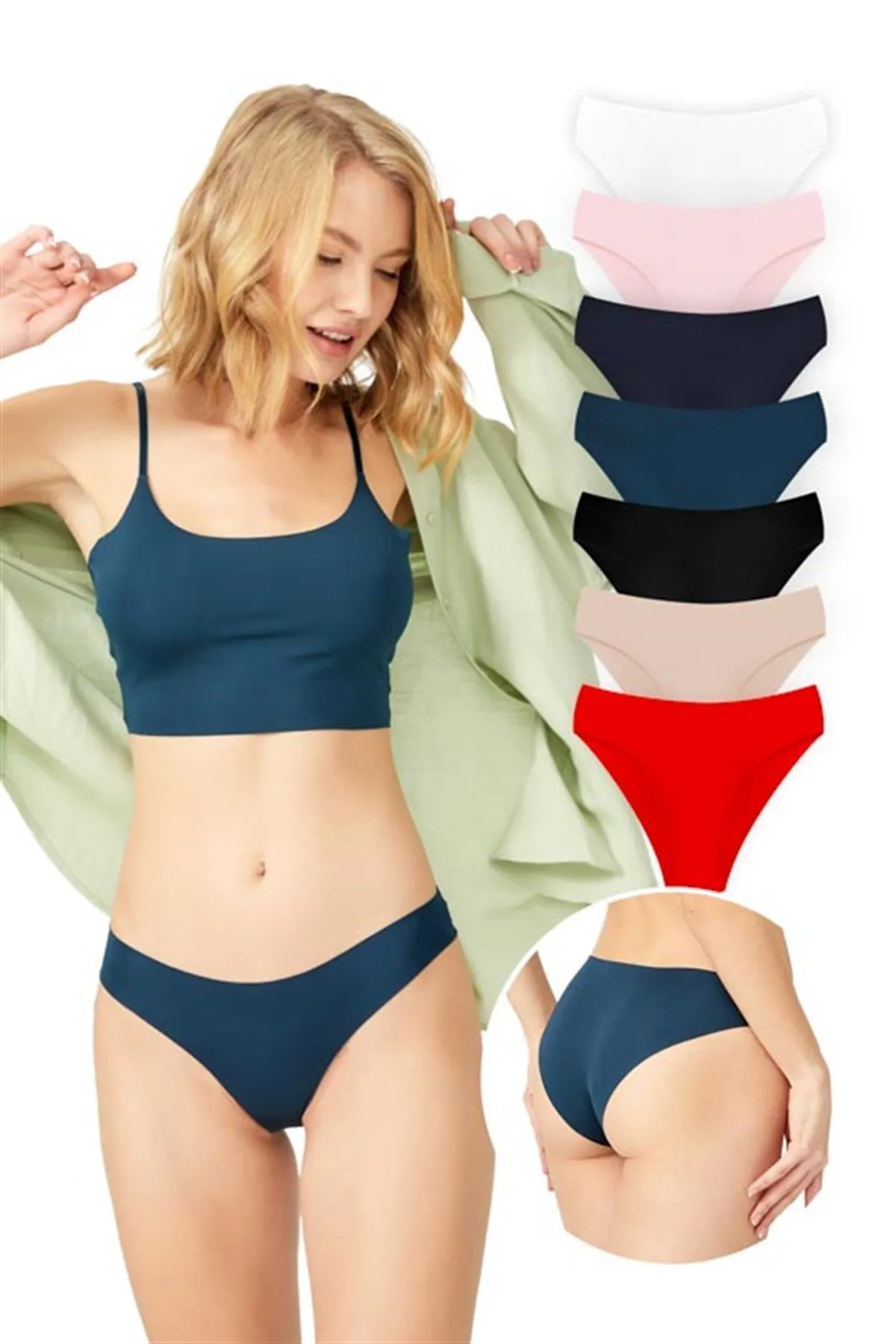 Cottonhill  Basic, abriebfeste, lasergeschnittene Damen-Bikini-Höschen im 7er-Pack