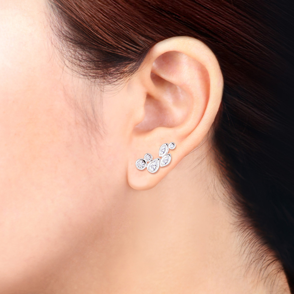 Elli Elli Boucles d'Oreilles Earcuff Tropfen Zirkonia 925 Silber Boucles d'oreilles
