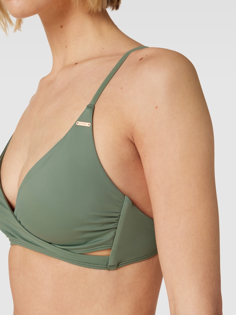 Bikini-Oberteil mit Allover-Print Modell 'BAAY' in khaki