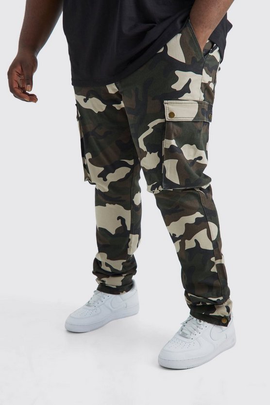 Plus Skinny Camouflage Cargo-Hose mit Druckknöpfen