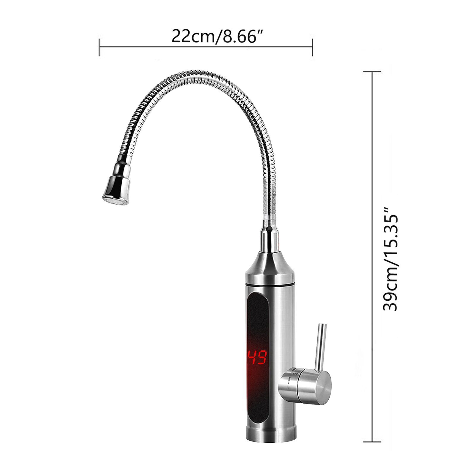 TWSOUL Durchlauferhitzer 3000W Elektrisch Wasserhahn mit Durchlauferhitzer, 30,00 °C, max 60,00 °C