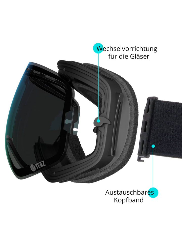 YEAZ XTRM-SUMMIT Ski- Snowboardbrille ohne Rahmen silber verspiegelt in silber günstig kaufen onesize